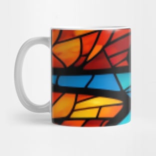 Stained Glass design pattern, seamless, red fire tone, geometrical, abstract design. Mug